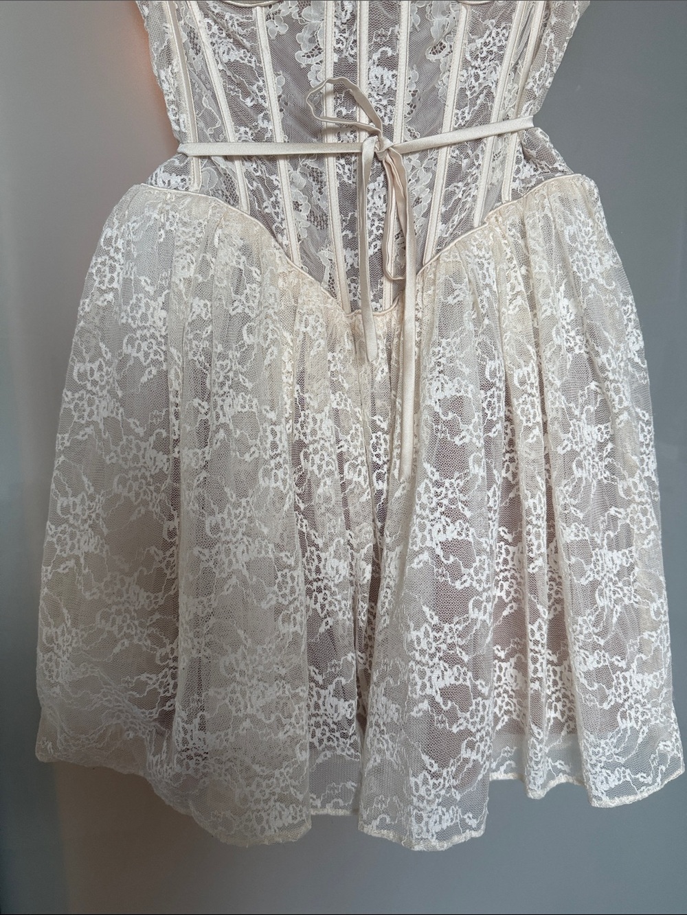 House of CB- Cream Lace Corset Mini Dress - Picture 6 of 11